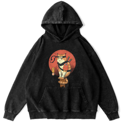 Warrior Cat Vintage Distressed Hoodie-Zazasy