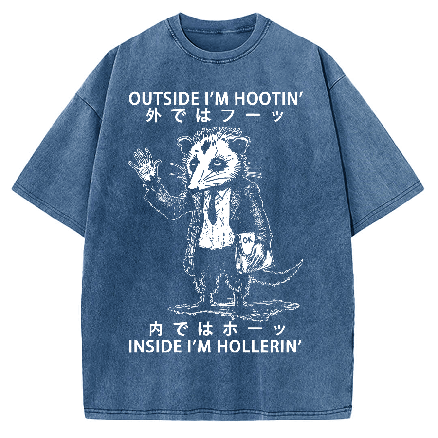 Funny Hootin' And Hollerin' Possum Vintage Washed T-shirt