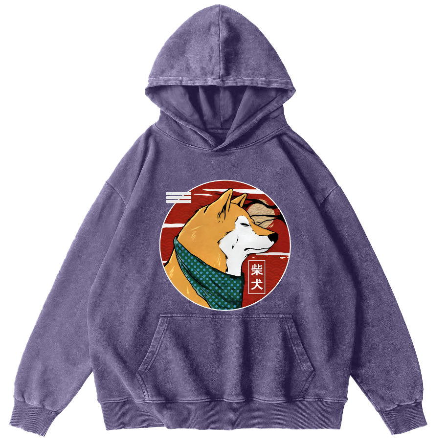 Cute Shiba Inu Vintage Distressed Hoodie-Zazasy