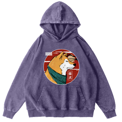 Cute Shiba Inu Vintage Distressed Hoodie-Zazasy