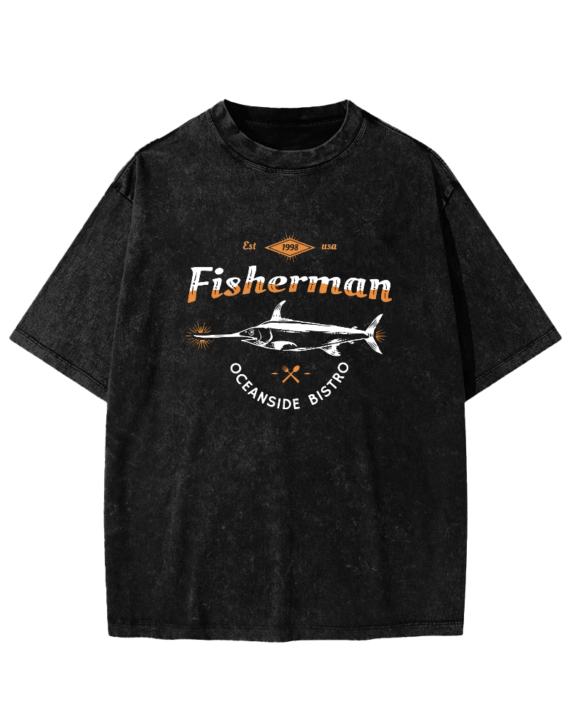 Swordfish Japanese Style Vintage Distressed T-shirt-Zazasy