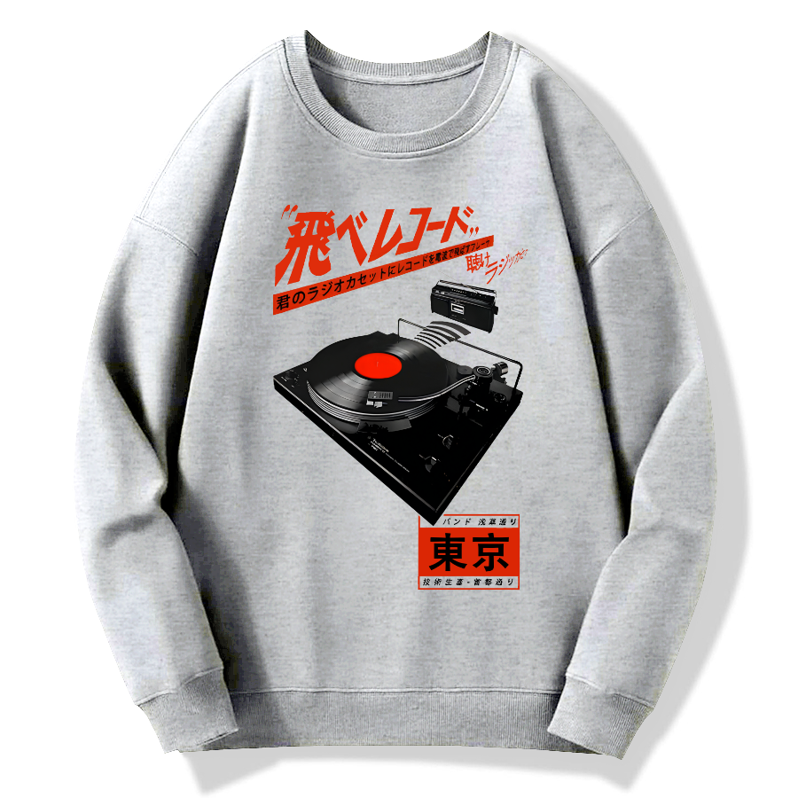 Retro Record Music Art Cotton Pullover Sweatshirt
