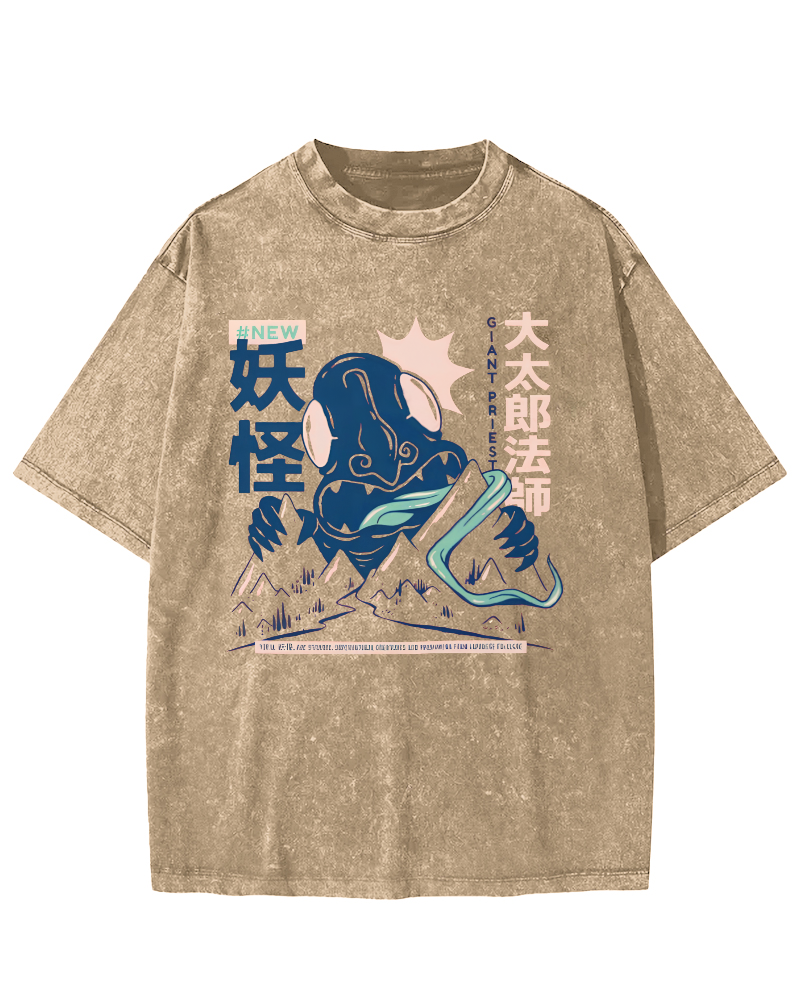 Taro Mage Monster Vintage Distressed T-shirt-Zazasy