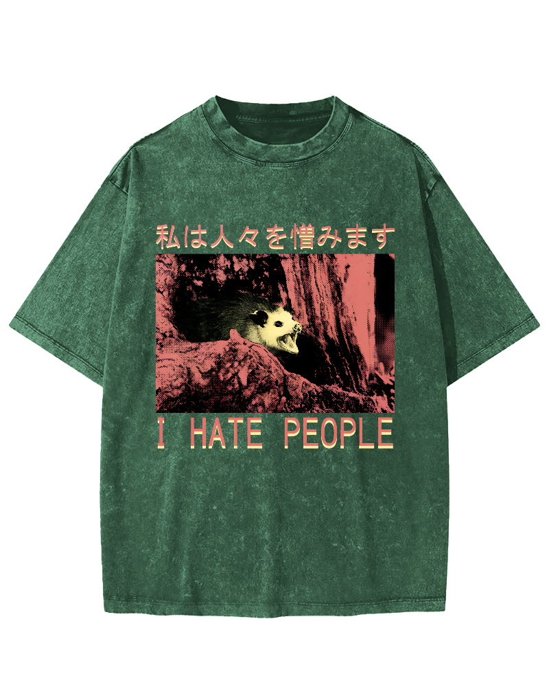 I Hate People Vintage Distressed T-shirt-Zazasy