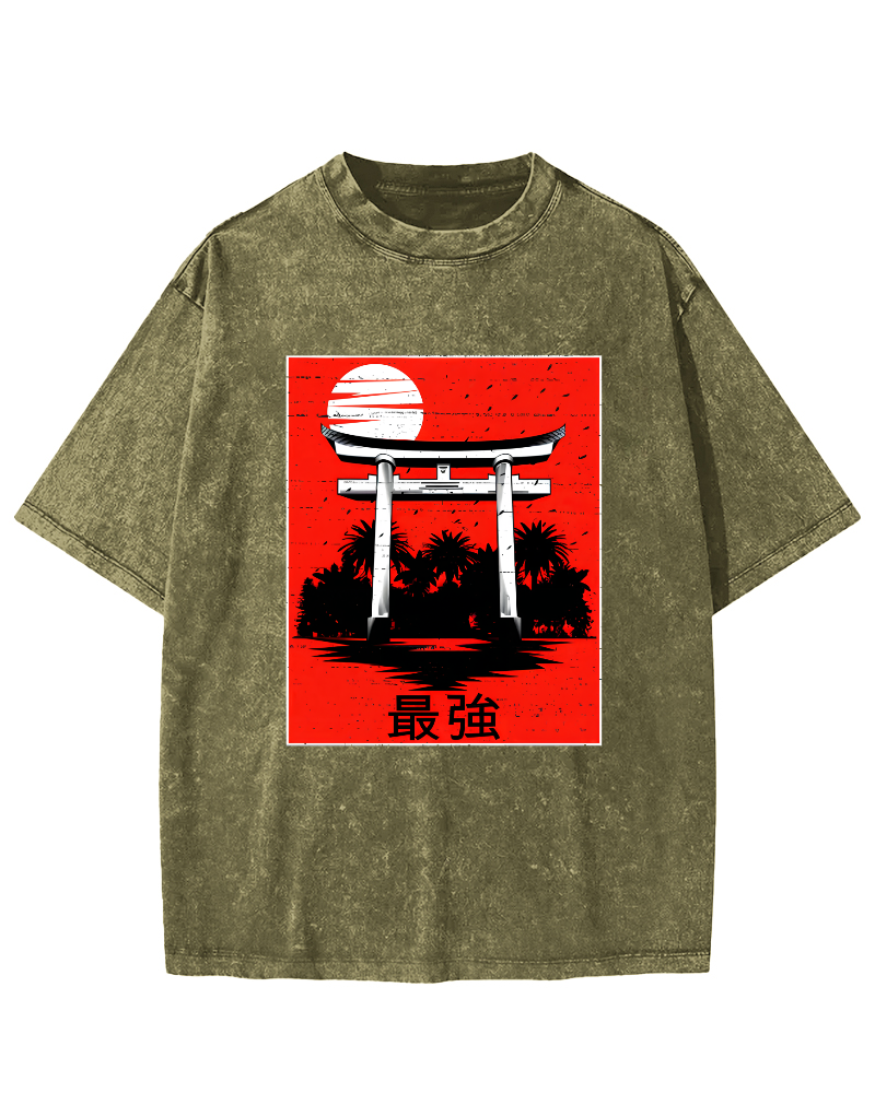 The Strongest Slogan Pattern in Japanese Style Vintage Distressed T-shirt-Zazasy