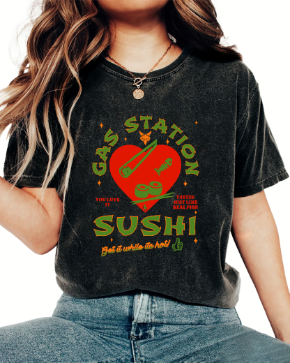 I like Sushi, Japanese Style Vintage Washed T-shirt-Zazasy