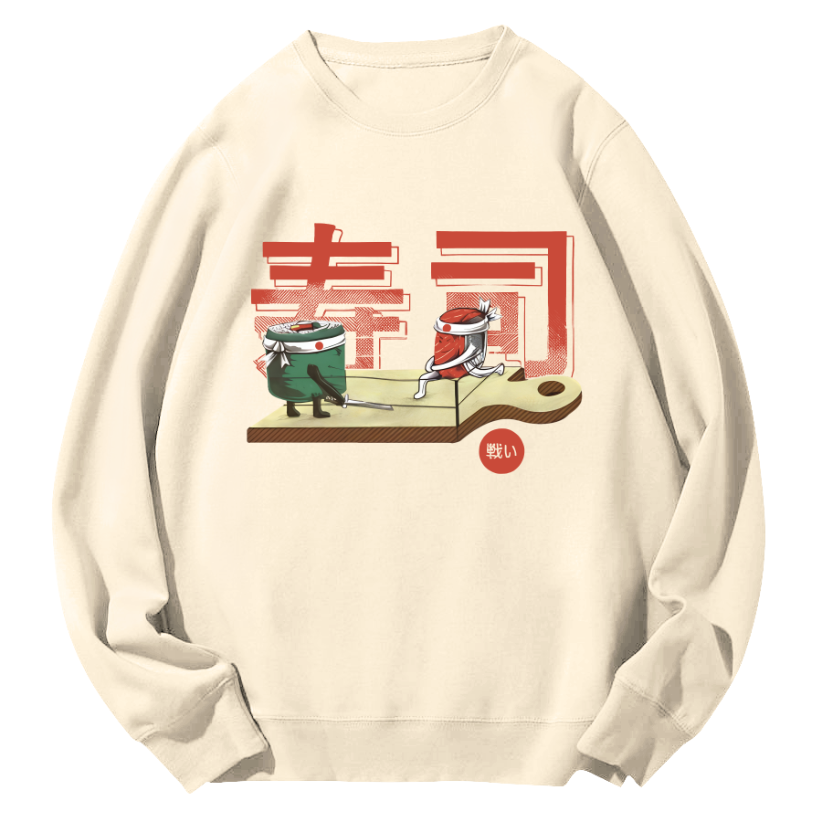Japanese Sushi Round Neck Sweatshirt-Zazasy