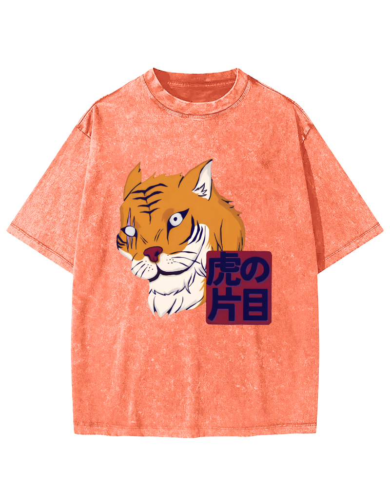 Japanese Tiger Vintage Washed T-shirt-Zazasy