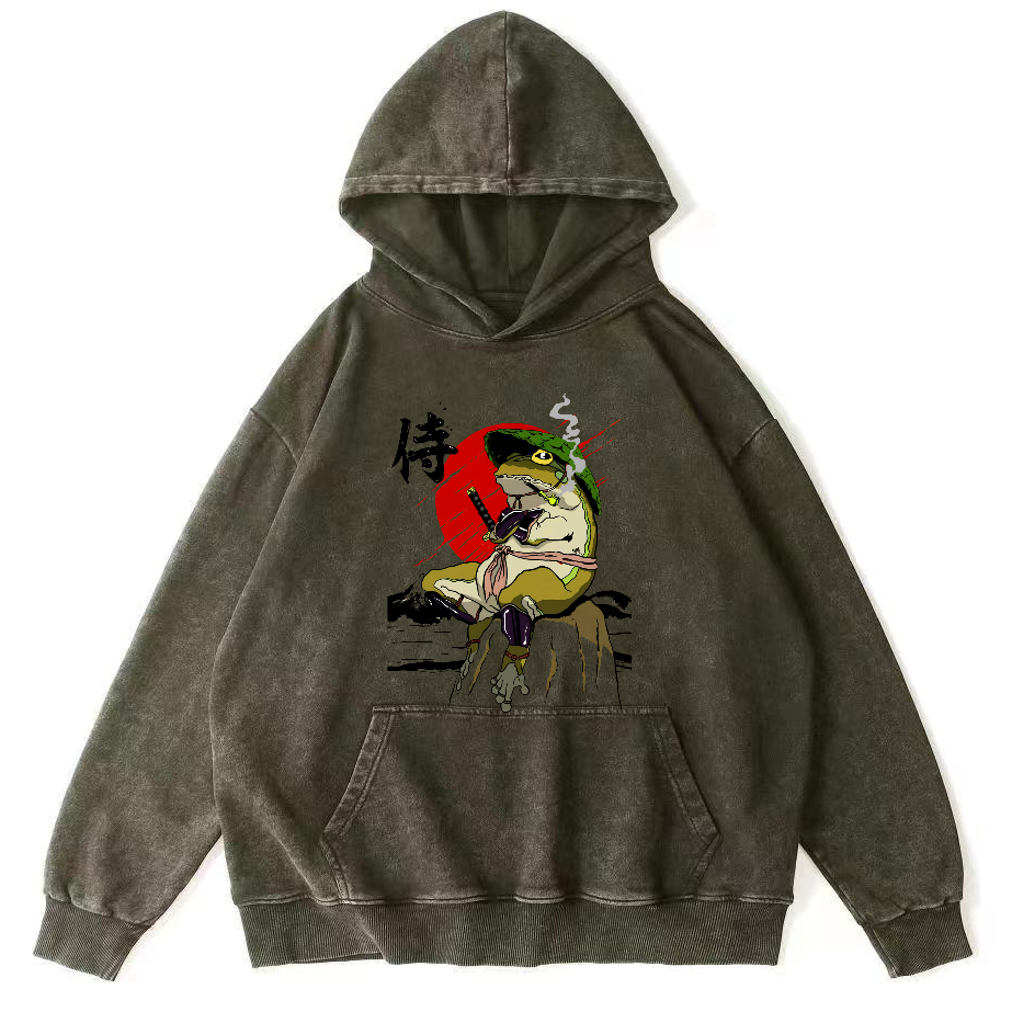 Frog Guard Japanese Style Vintage Distressed Hoodie-Zazasy