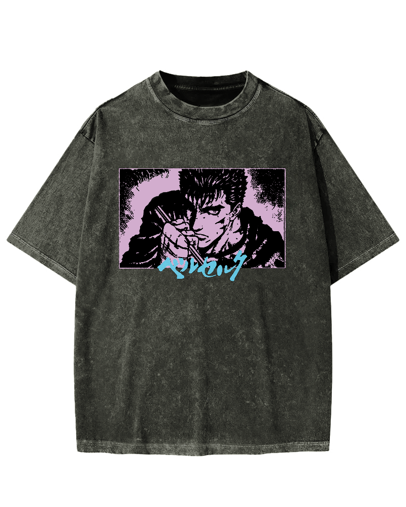 Japanese Anime BERSERK Vintage Washed T-shirt