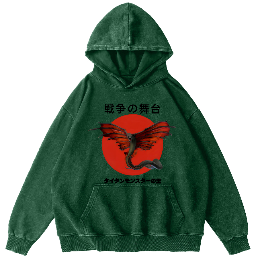 Battle Bat Vintage Washed Hoodie-Zazasy