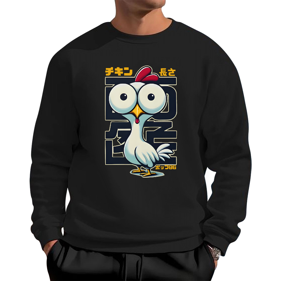 Interesting Big eyed Chicken Cotton Pullover Sweatshirt