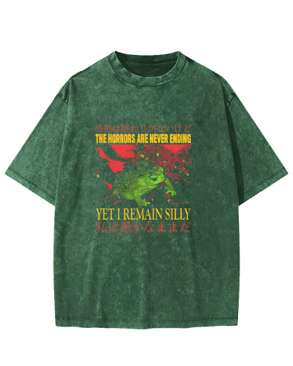 The Horrors Japanese Frog Washed T-Shirt-Zazasy