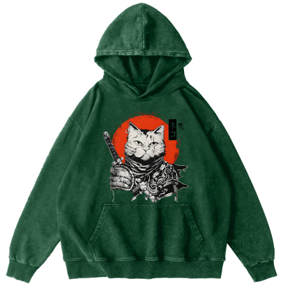 Cat Hero Japanese Style Vintage Distressed Hoodie-Zazasy