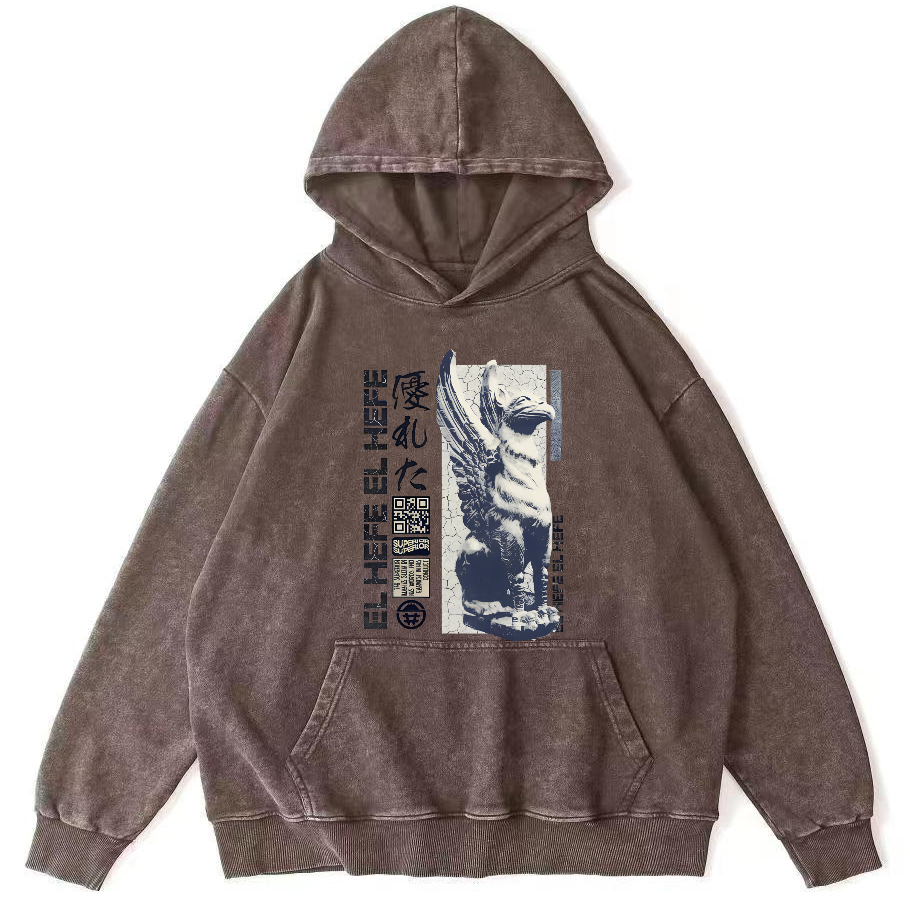 Griffin Retro Vintage Washed Hoodie-Zazasy