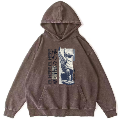 Griffin Retro Vintage Washed Hoodie-Zazasy