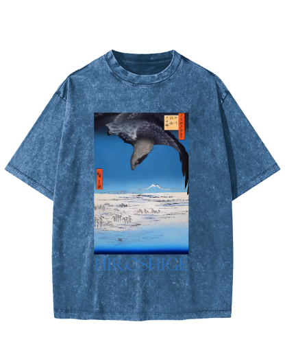 Hiroshige  Vintage Washed T-shirt-Zazasy