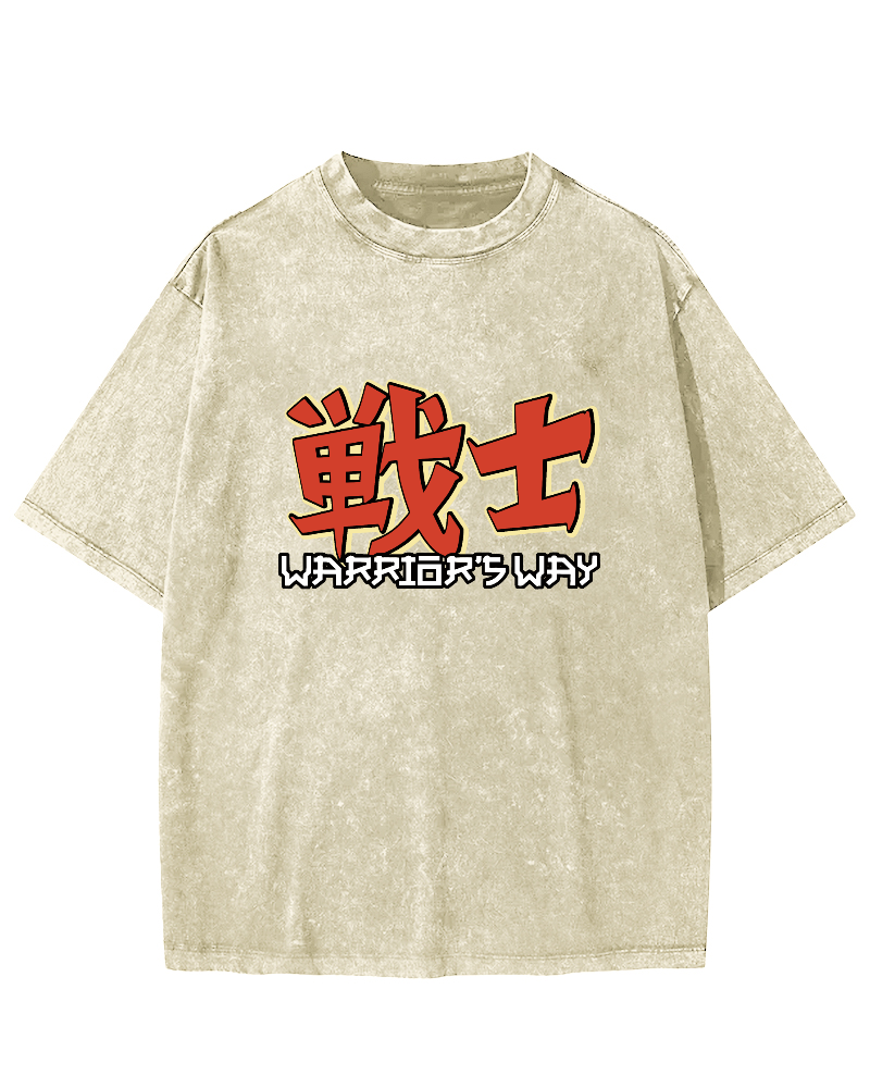 Japanese Warrior Font Vintage Distressed T-shirt-Zazasy