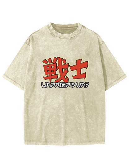 Japanese Warrior Font Vintage Distressed T-shirt-Zazasy
