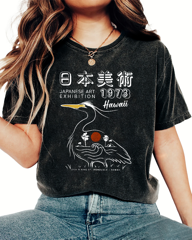 Japanese art Vintage Washed T-shirt-Zazasy