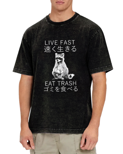 Japanese Cute Animal Pattern Vintage Distressed T-shirt-Zazasy