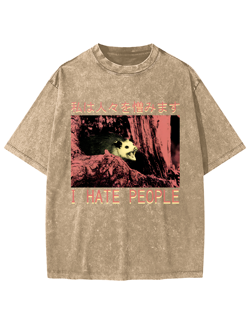 I Hate People Vintage Distressed T-shirt-Zazasy