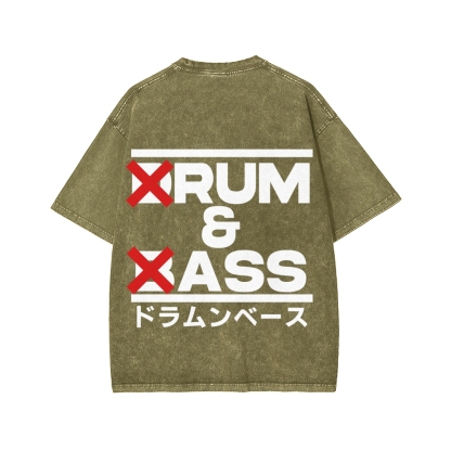 Drum & Bass Front And Back Printing  Washed T-shirt