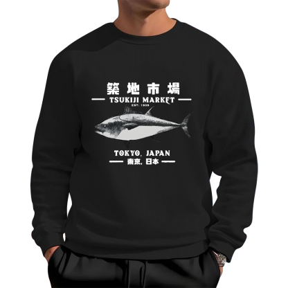 Tokyo Tsukiji Market Cotton Pullover Sweatshirt