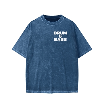 Drum & Bass Front And Back Printing  Washed T-shirt