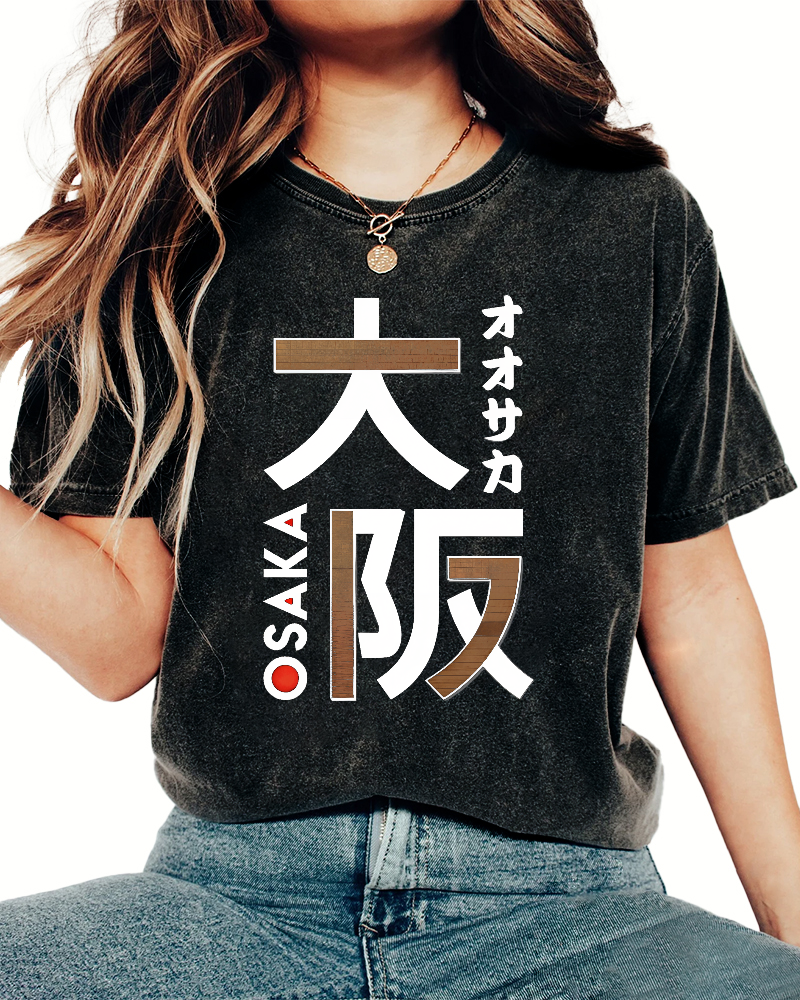Osaka Japanese Script Vintage Distressed T-shirt-Zazasy