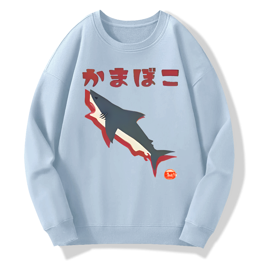 Great White Shark Japanese Retro Cotton Pullover Sweatshirt