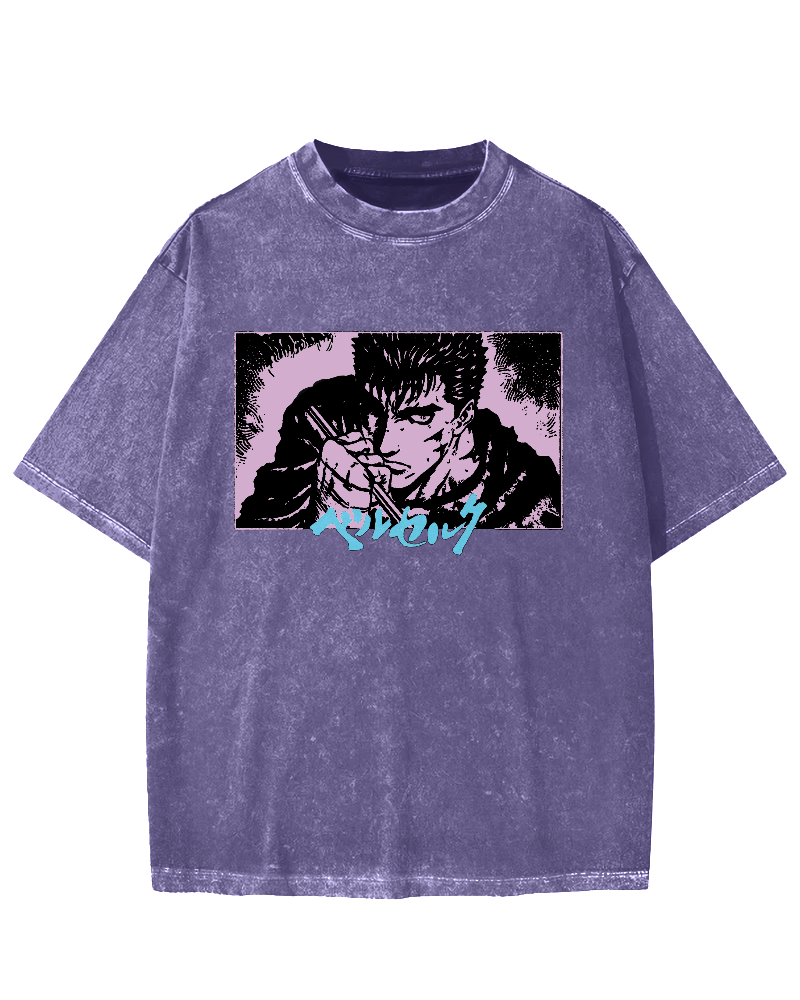 Japanese Anime BERSERK Vintage Washed T-shirt