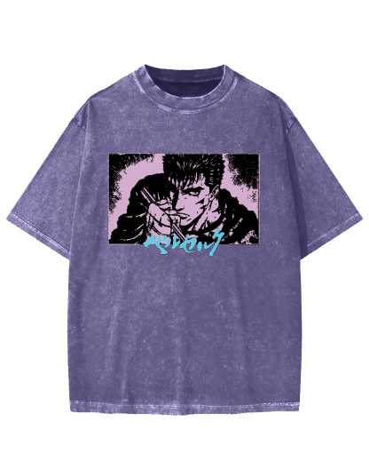 Japanese Anime BERSERK Vintage Washed T-shirt