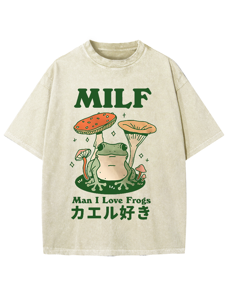 Funny MILF Froggy Vintage Washed T-shirt