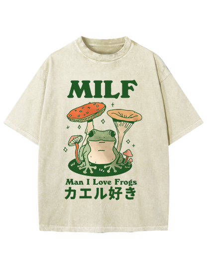 Funny MILF Froggy Vintage Washed T-shirt