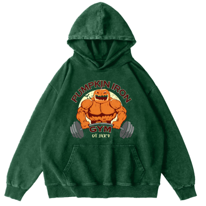 Pumping Iron Vintage Washed Hoodie-Zazasy