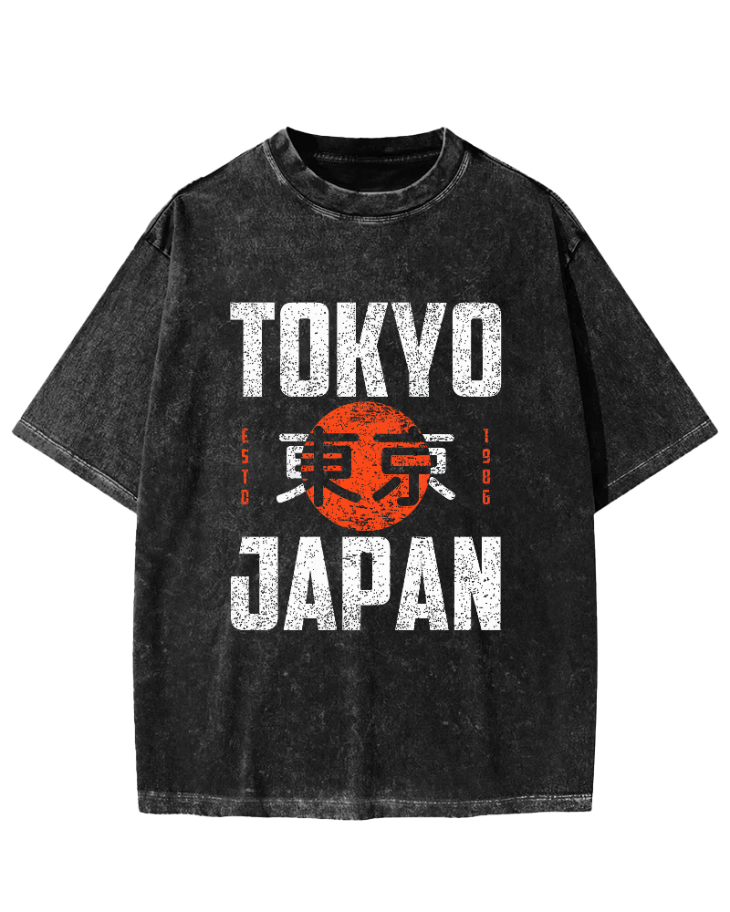 Tokyo Script in Japan Vintage Distressed T-shirt-Zazasy