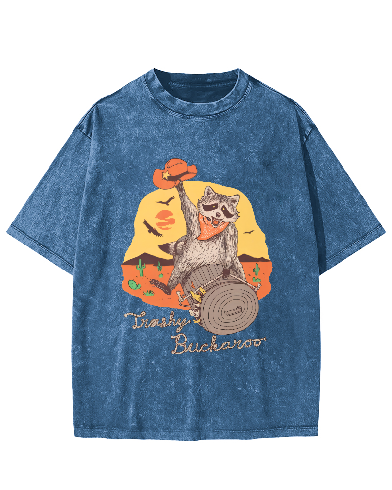 Raccoons Celebrating Halloween Vintage Distressed T-shirt-Zazasy