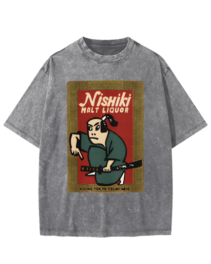 Samurai Holding Sword Vintage Washed T-shirt