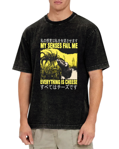 Retro Mouse Pattern Japanese Style Vintage Distressed T-shirt-Zazasy