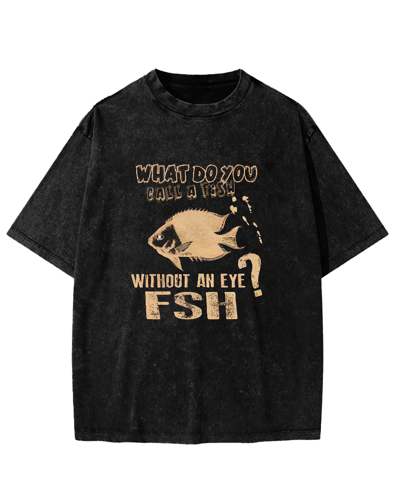 Retro Slogan Fish Pattern Vintage Distressed T-shirt-Zazasy
