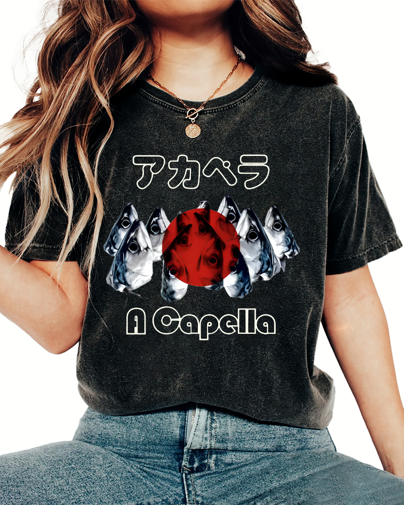 Japanese Seafood Market Vintage Washed T-shirt-Zazasy