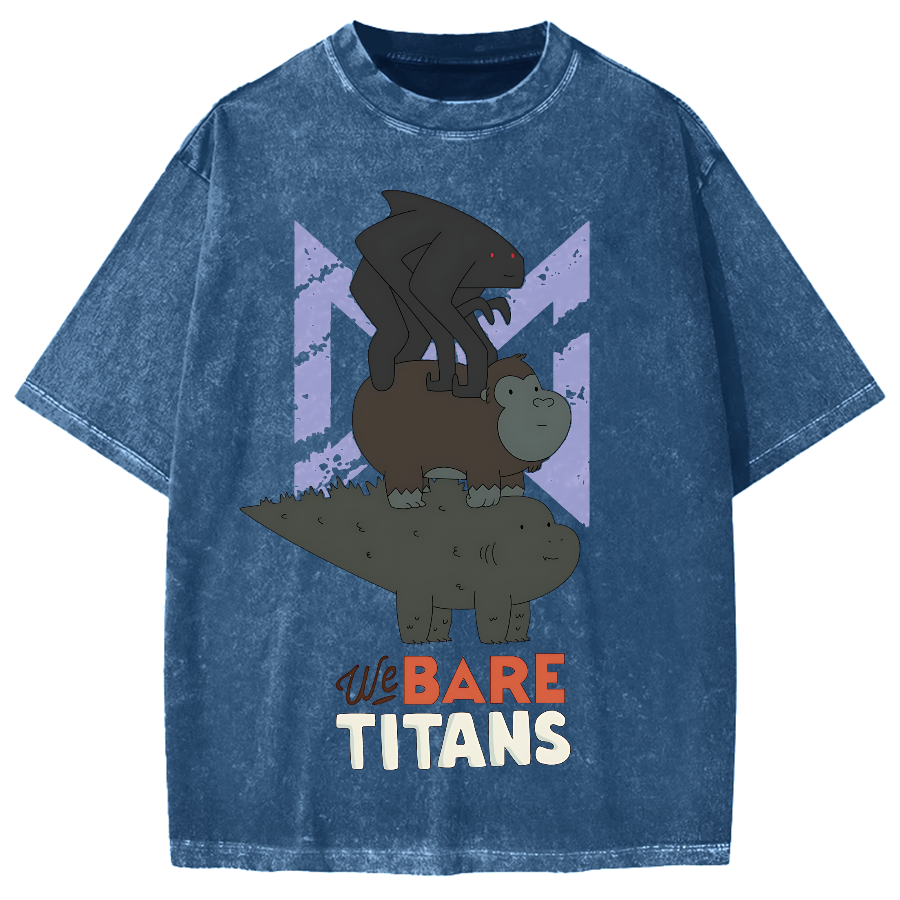 We Bare Titans Cute Monsters Japanese Vintage Washed T-shirt