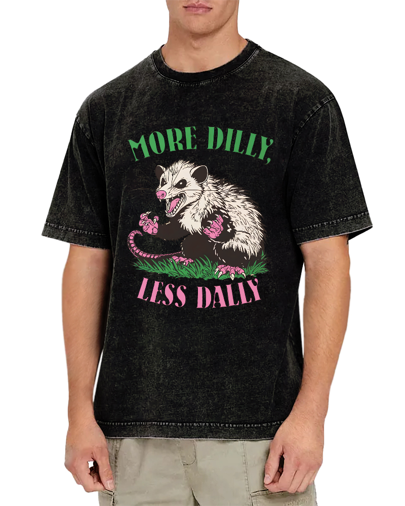 More Dilly Less Dally Vintage Distressed T-shirt-Zazasy