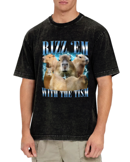 Rizz Em With The  Tism ﻿ Vintage Distressed T-shirt-Zazasy