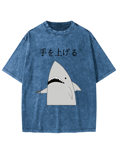Japanese Shark Vintage Washed T-shirt-Zazasy