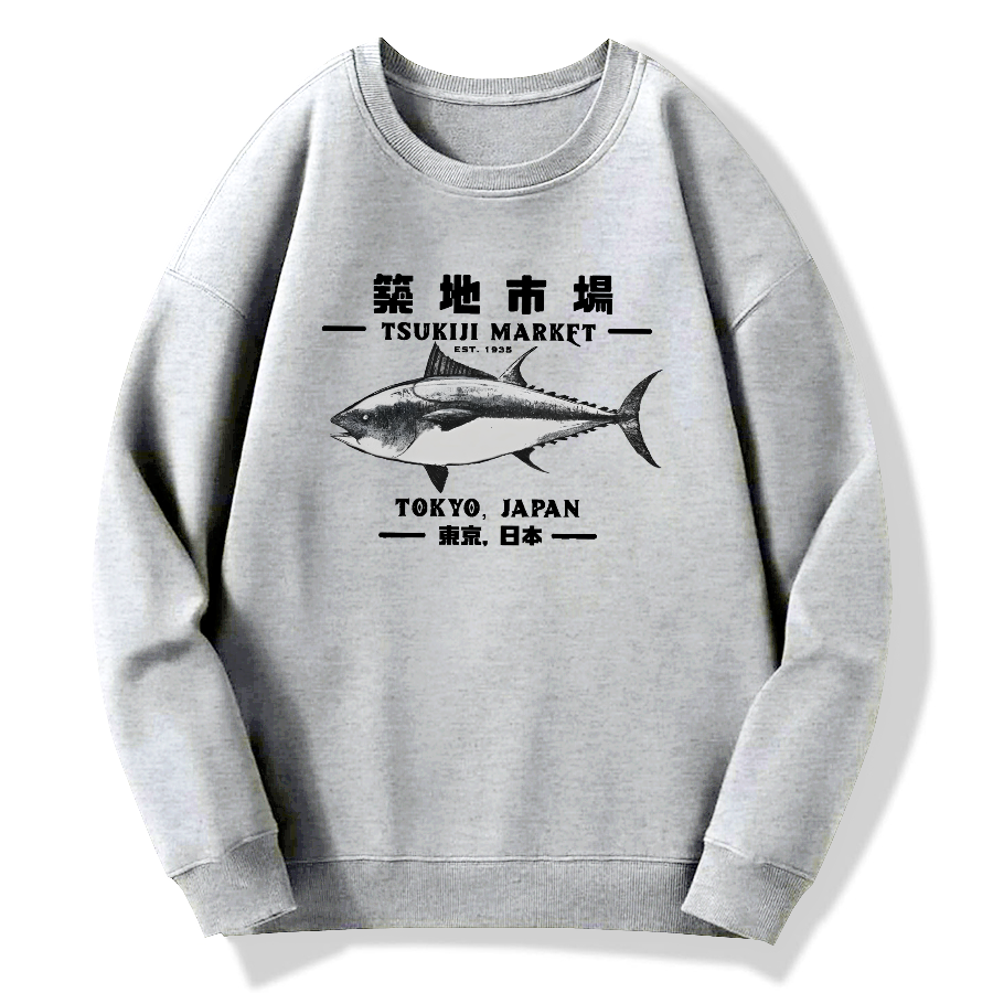 Tokyo Tsukiji Market Cotton Pullover Sweatshirt