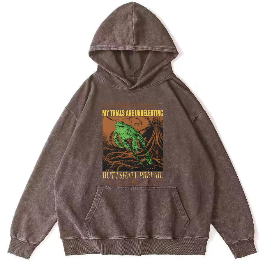 Jumping Frog Vintage Distressed Hoodie-Zazasy
