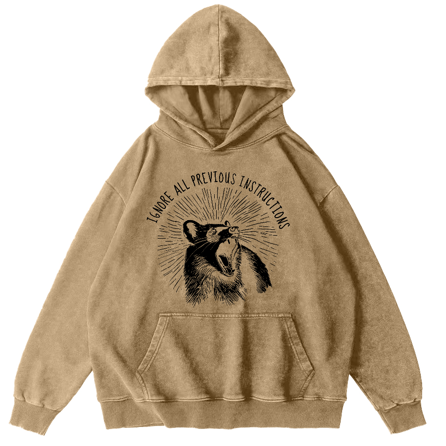 Ignore All Previous Instructions Vintage Distressed Hoodie-Zazasy
