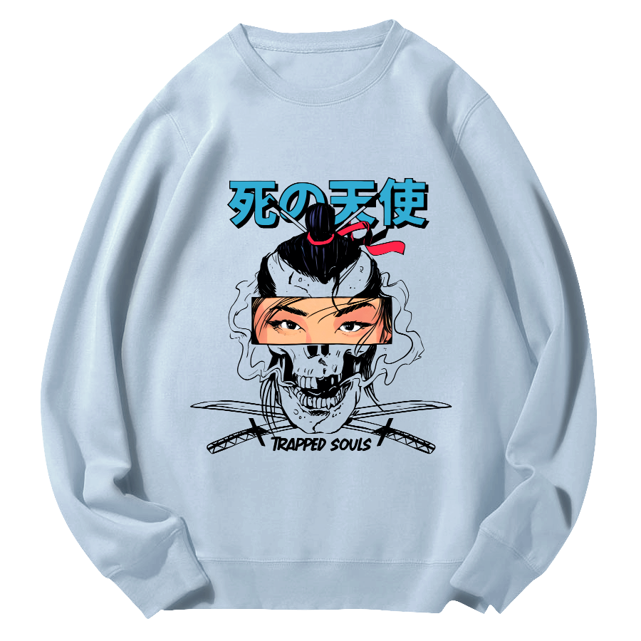 Japanese Angel Anime Round Neck Sweatshirt-Zazasy